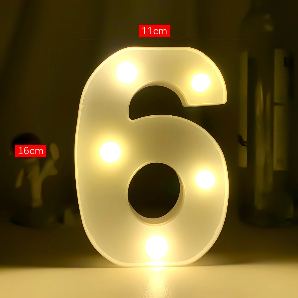 Creative Luminous Digital Number Letter Light AAA Battery Powered Lamp Night Light for Christmas Wedding Birthday Party Decor