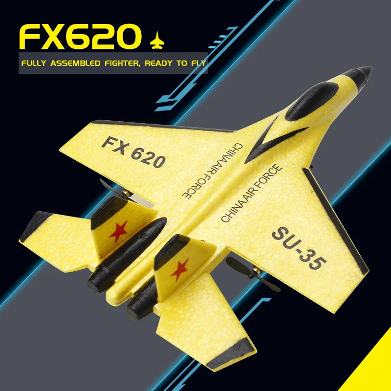 2.4G RC SU35 Fighter Plane FX620 EPP Foam Aircraft Glider LED Lights Remote Control Model Toy for Boys Children
