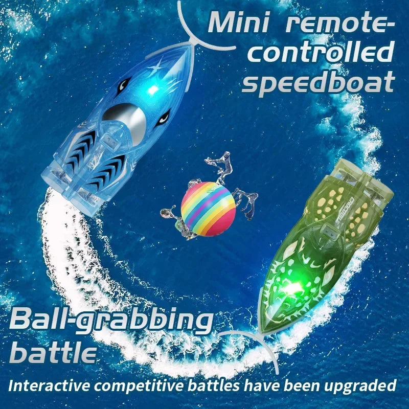 Rc Stunt Ship with Ball RC Shark Toy 2.4G Water Playing Remote Control Boat High Speed ​​Pushing Play Toys for Boys Kid Xmas Gifts