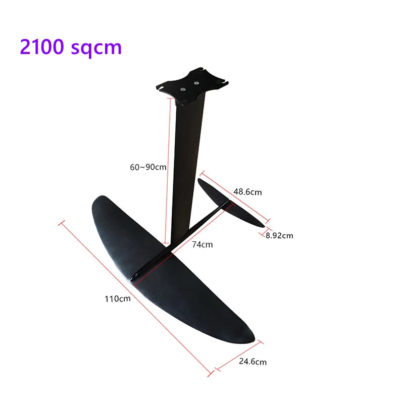 Surf Hydrofoil Surfing Wing Foil with 3K Carbon Wings, Aluminum Mast Fuselage