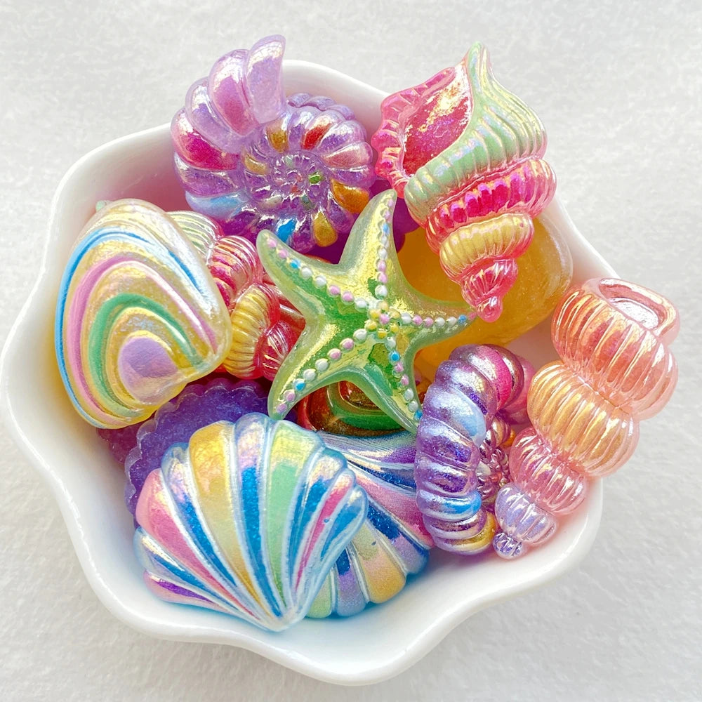 10Pcs New Cute Resin Cartoon Shell, Starfish Series Flat Back Scrapbooking DIY Jewelry Craft Decoration Accessories