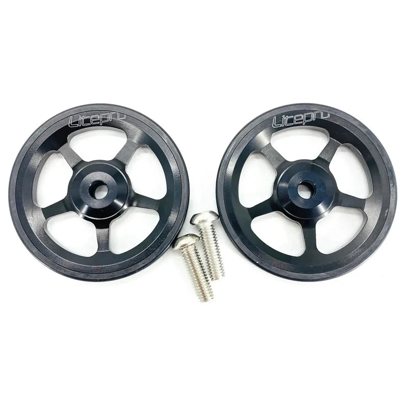 Litepro Easywheel & Extension Rod For Brompton Folding Bike Rear Cargo Rack Bearing Easy Wheel Telescopic Bar Aluminum Alloy