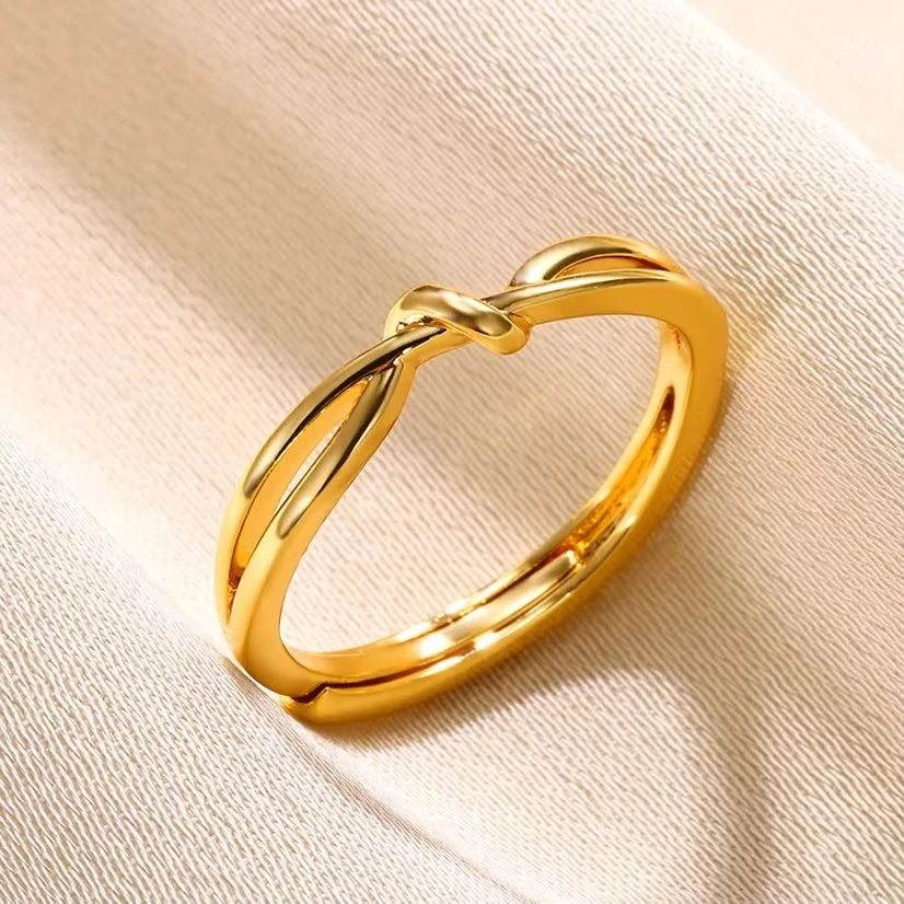 316L Stainless Steel Rings for Women Gold Color Multilayer Geometric Open Ring Vintage Waterproof Wedding Aesthetic Jewelry Gift