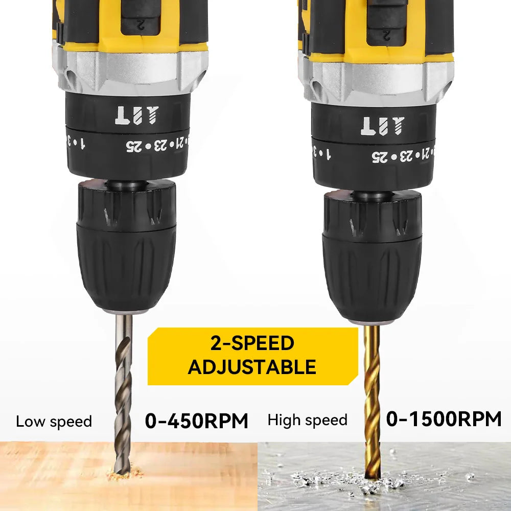 MELLWIN 25+3 Torque Electric Impact Drill 2 Speed ​​Adjustable Cordless Electric Screwdriver Power Tool For Makita 18V Battery Pin