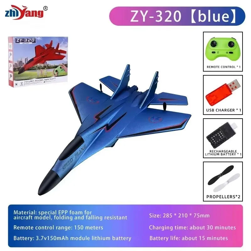 ZY-320 Remote Control Airplane With LED Lights RC Drone Plane EPP Foam RC Aircraft RC Jet Toys For Kids Beginners Birthday Gift