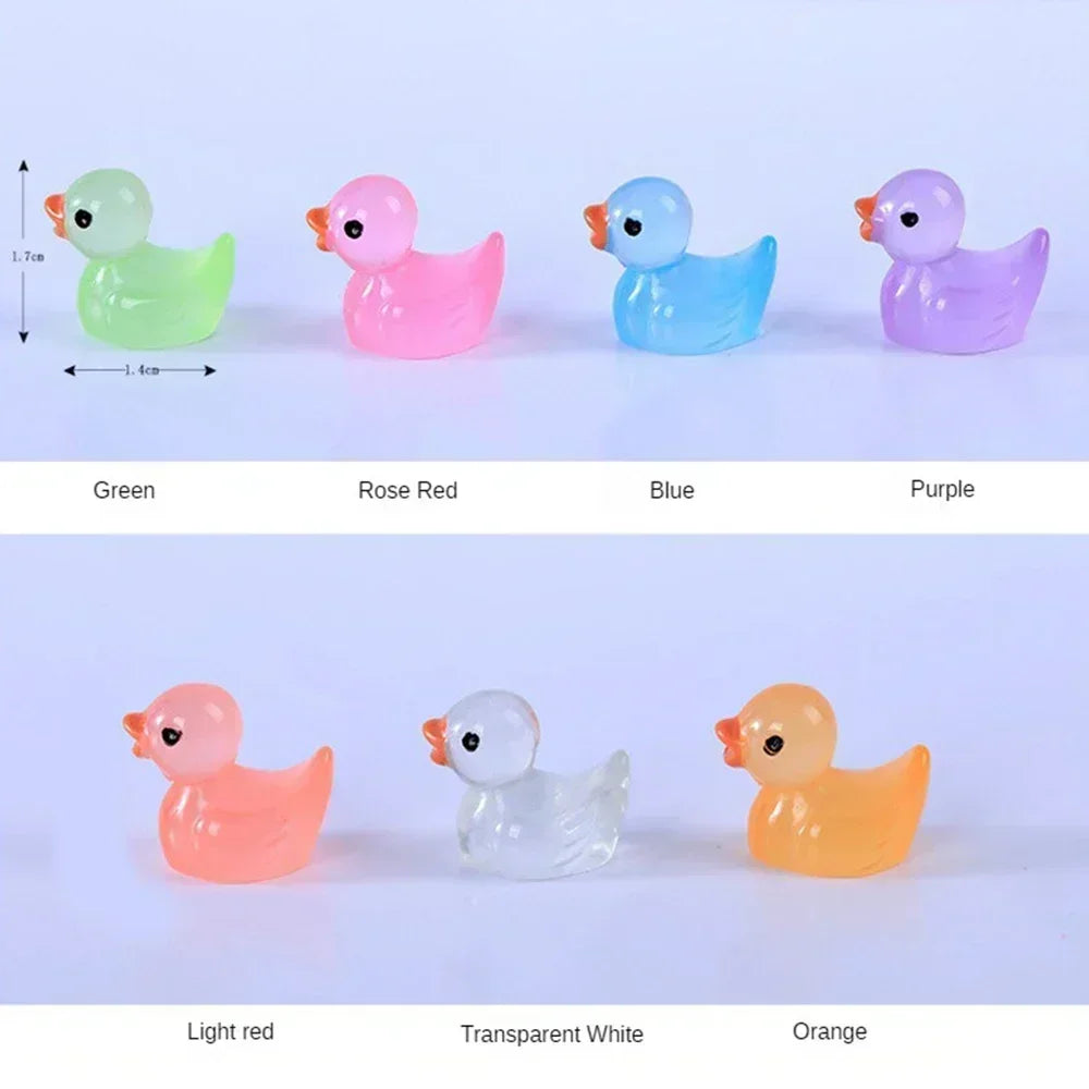 Mini Duck Glow At Night Miniature Figurines Cute Fairy Garden Decoration Luminous Swan Duck Desk Ornaments Dollhouse Crafts DIY