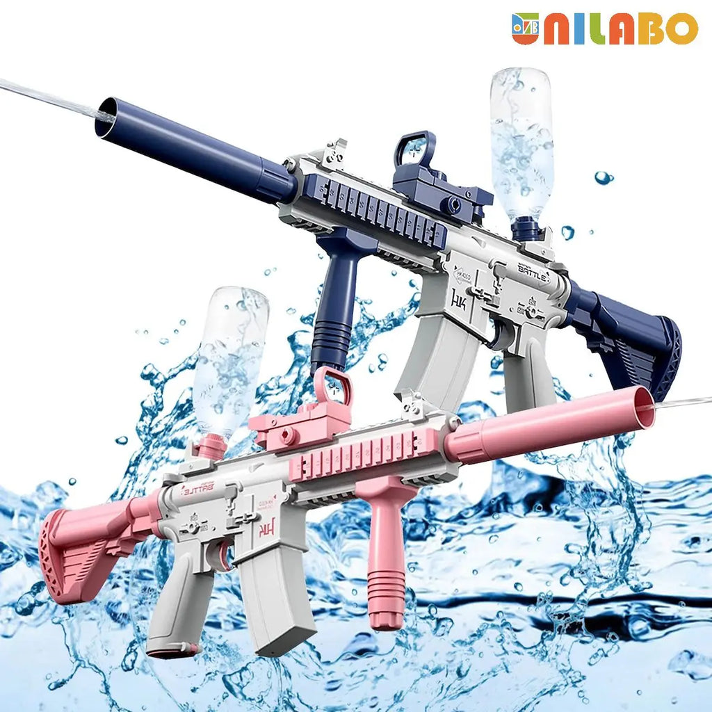 Unilabo M416 Electric Water Gun - Battery Powered With External Water Bottle Attachment - Perfect For Kids &amp; Adults Outdoor Fun
