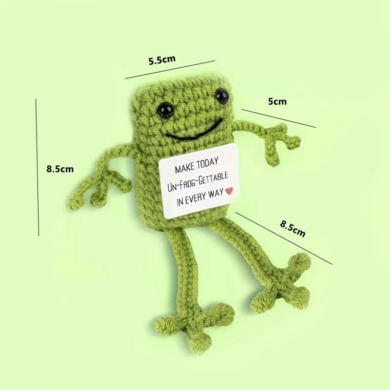 Positive Energy Pocket Hug Crochet Doll, Mini Handmade Knitted Plush Potato Turtle Vegetable Duck Funny Support Gift with Card