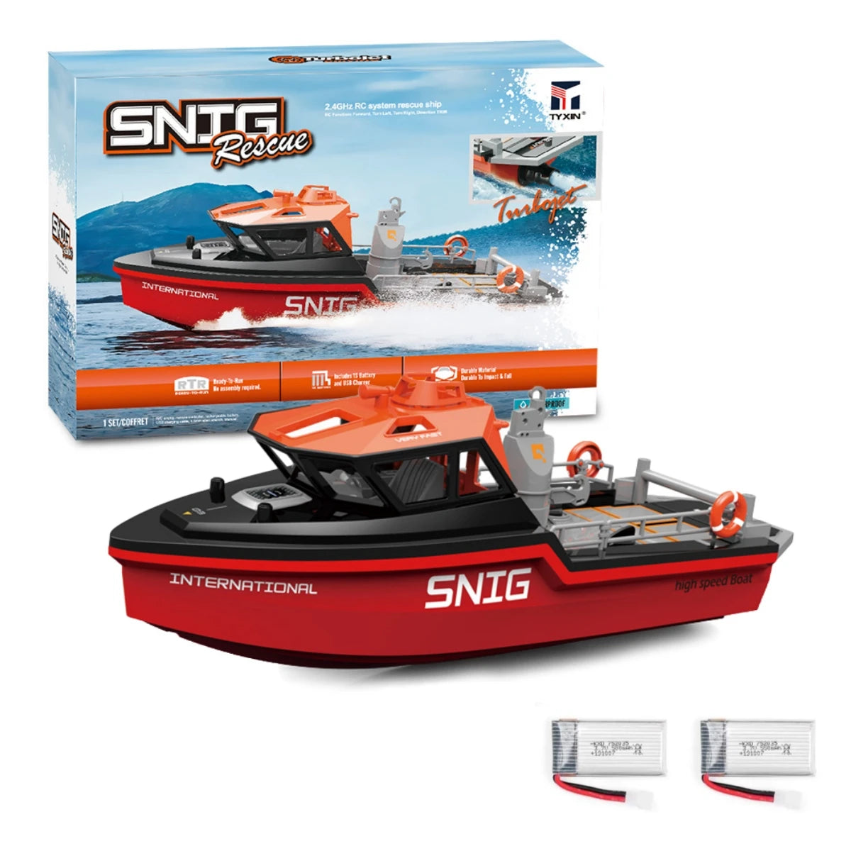 TX694 Rc Boat Brushless Motor Electric 2.4G 1/32 Remote Control Rescue Boat Model Pool Toys Gifts for Kids Boys