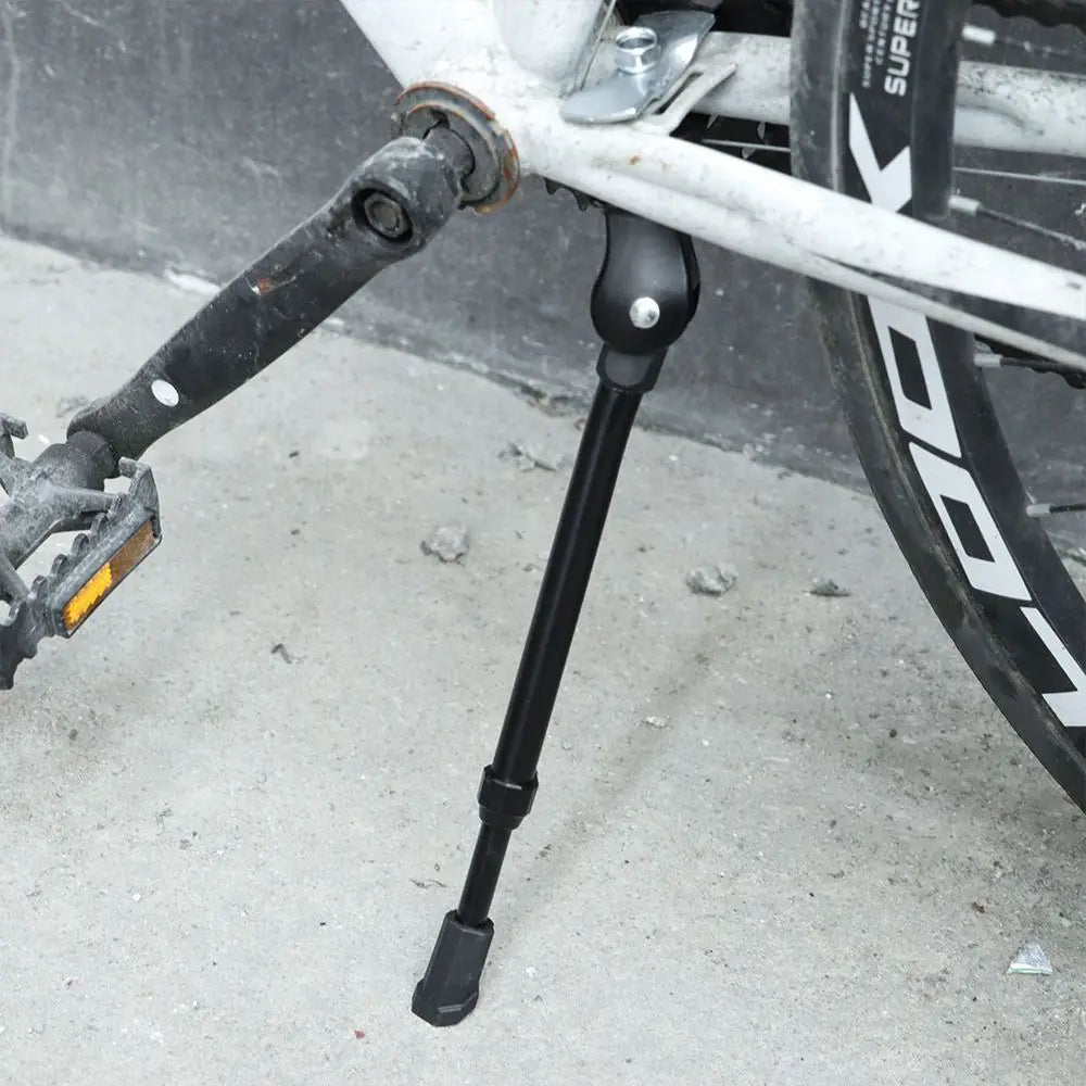 Bike Kick Stand Cycle Adjustable Alloy Foot Heavy Duty Prop Bicycle Mountains Sports Black Silver