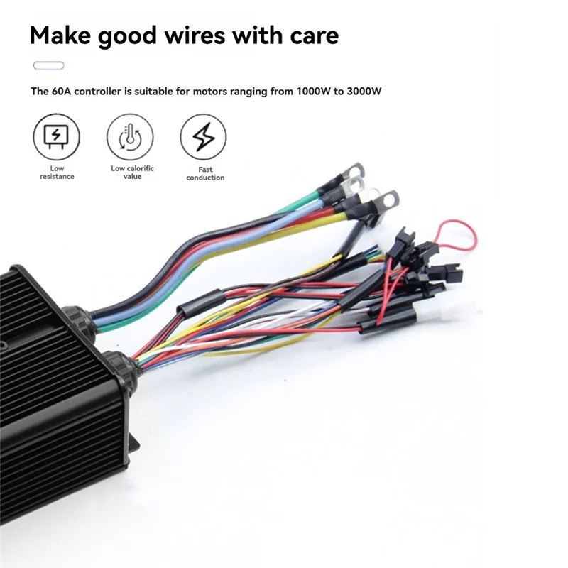 ABHT-Ebike E-Scooter Compatible 48V 52V 60V 72V 80A 1000W 3000W E-Bike Controller Three Mode Sine Wave For Electric Bicycle