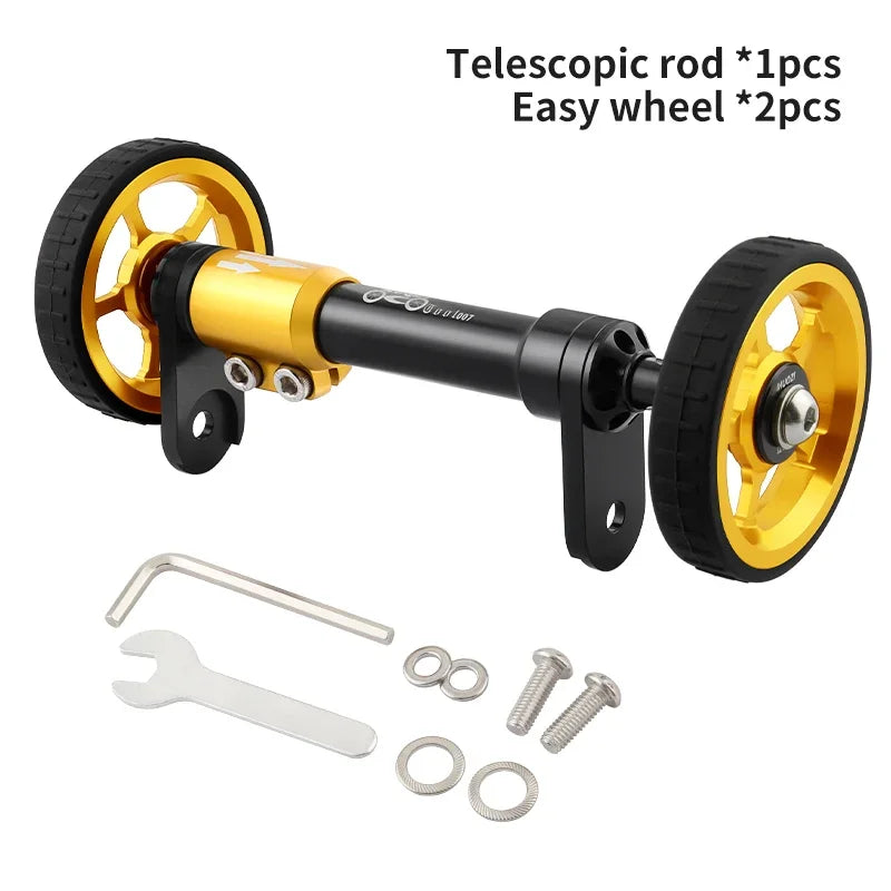 MUQZI Eazy Wheel and Extender Telescopic Mounting Axle Rod Kit Compatible with Brompton Folding Bike