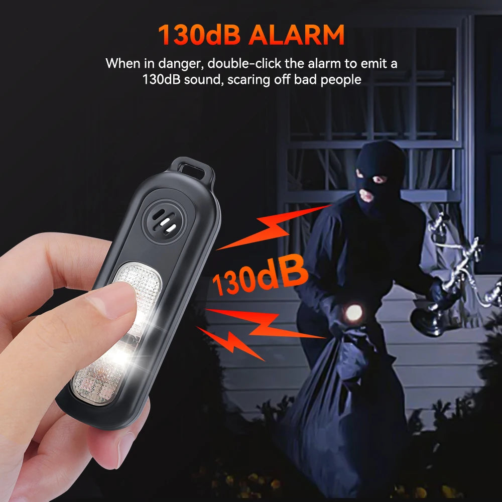 Wsdcam Rechargeable Keychain Alarm for Women Self Defense Alarm with LED Light 130 dB Loud SOS Emergency Safety Alert Device