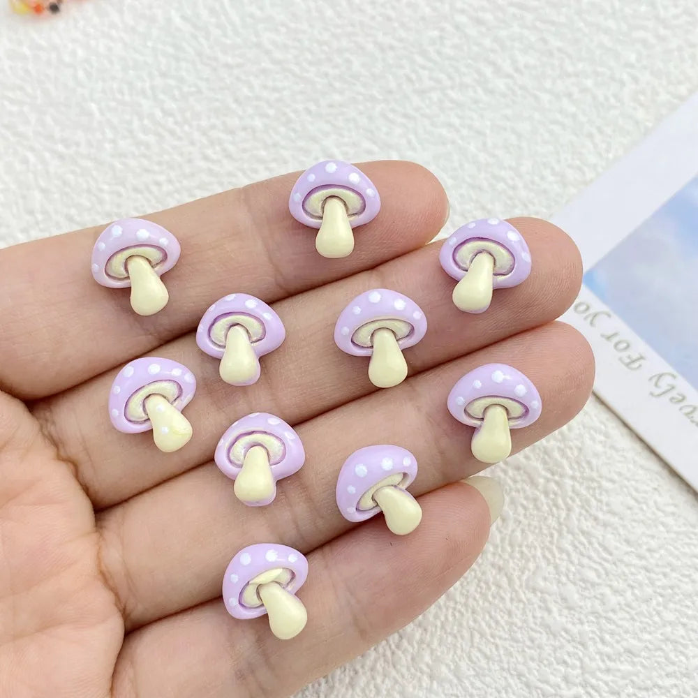 30Pcs New Cute Resin Small Mushroom  Flat Back Ornament Jewelry Making Manicure Hairwear Accessorie