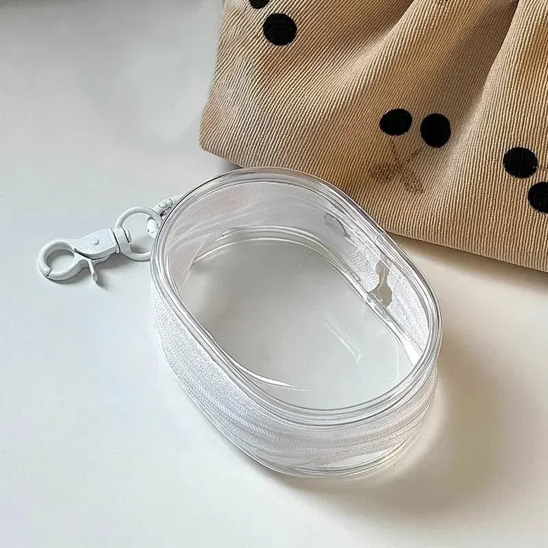 Portable Mini Clear Zipper Storage Bag Keychain Box Organizer For Earphones Chargers Gift Bag Transparent Organizer Bag