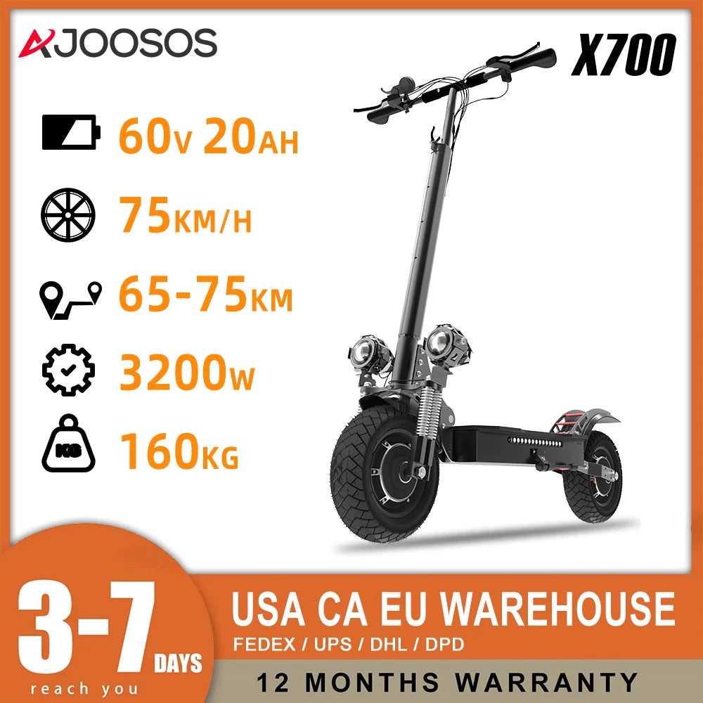 11inch Off Road Electric Scooter 85km/h Electric Scooter 72V 6000W Powerful Dual Motor E-Scooter for Adults Remote Control