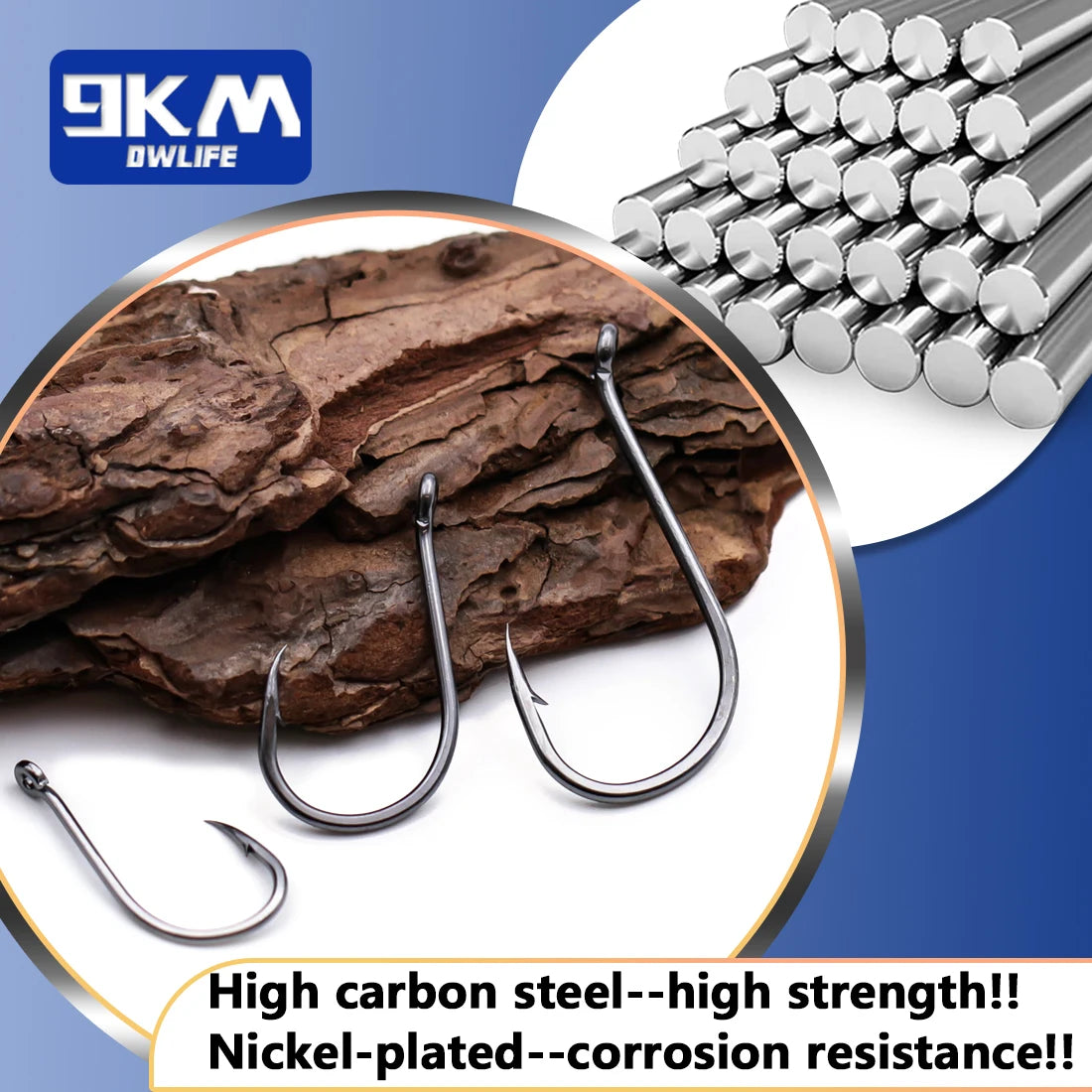 9KM Fishing Hooks 50~100Pcs Carp Hook Fishing Circle Hook Barbed Black High Carbon Steel Ice Fishing Accessories