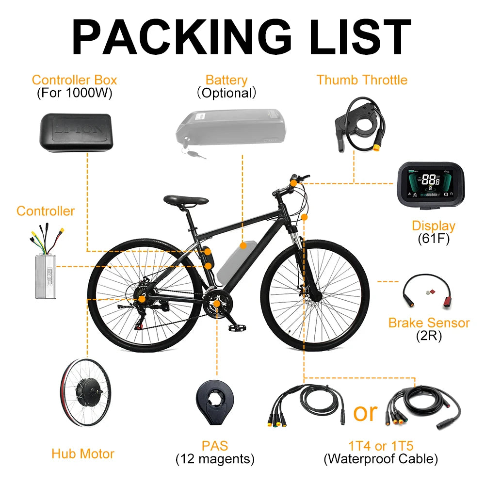 E Bike Conversion Kit 48V 1500W 1000W 36V 250W 500W Front Rear e-bike E Bike Wheel Hub Motor Electric Bicycle