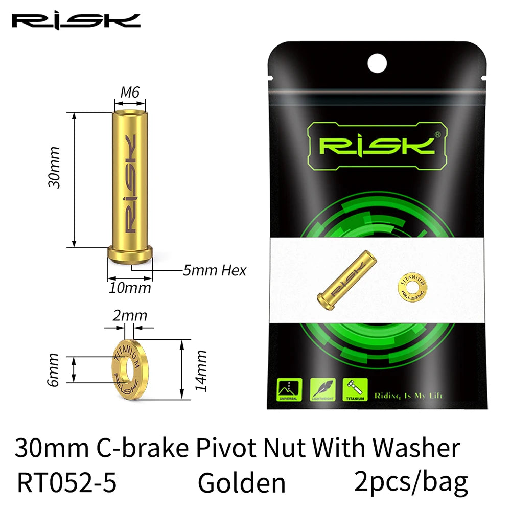 RISK Bicycle C Brake Caliper GR5(TC4) Titanium Road Bike C Clamp Fixed Nuts With Washer M6 x 10/15/20/25/30/40mm Cycling Parts