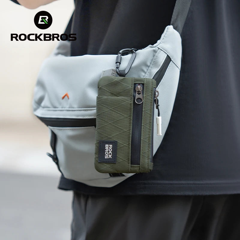 ROCKBROS Portable Wallet Card Bag Ultra-Light Stylish Sports Mini Credit Card Wallet with Hang Lock Compact Storage Bag
