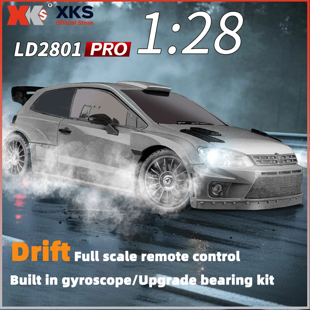 XKS LDRC LD2801 Pro 1/28 4WD RC Car Drift Racing Built-in ESP Gyroscope 2.4G Full Proportional Control RC Toy Gift for Boys Men