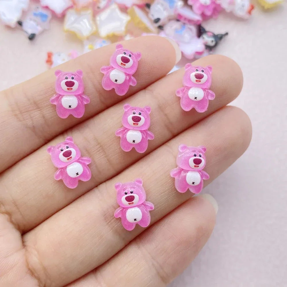 50 pcs Hars Mini Cartoon Animals Cats, Puppies, Rabbits Steentjes Beeldjes Nail Art Haarspeld Diy Plakboek Accessoires Ambachten