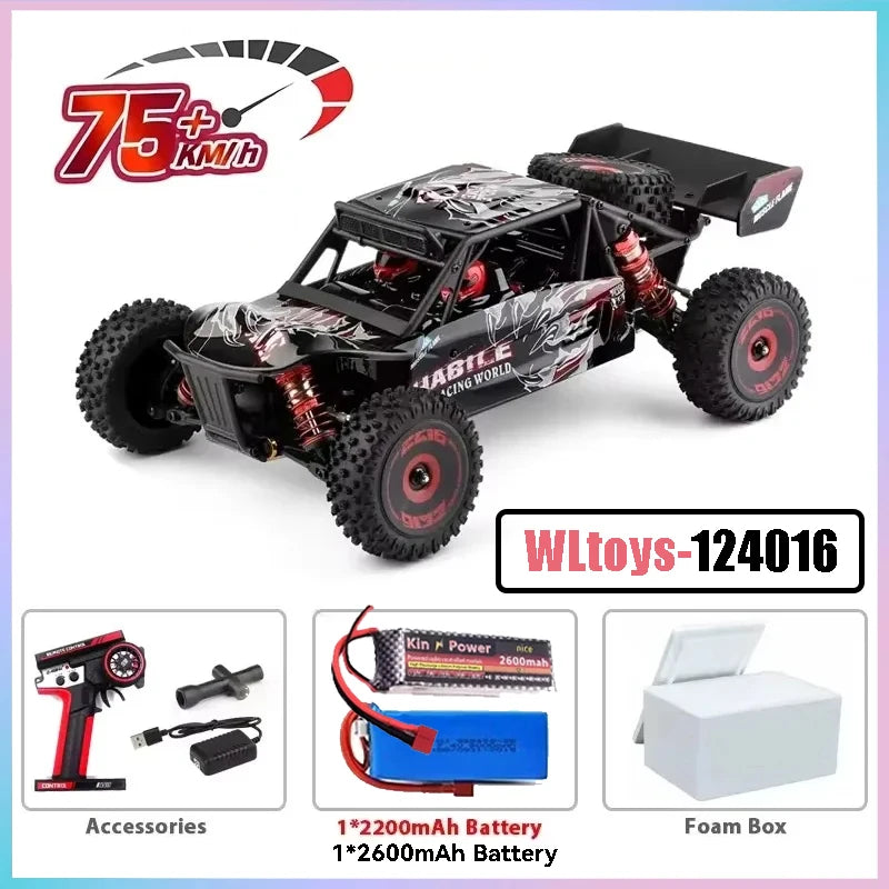 75 KM/H WLtoys 124016 V8 RC Car Brushless 4WD Electric High Speed Off-Road Remote Control Drift Rc Cars for Adults Toys