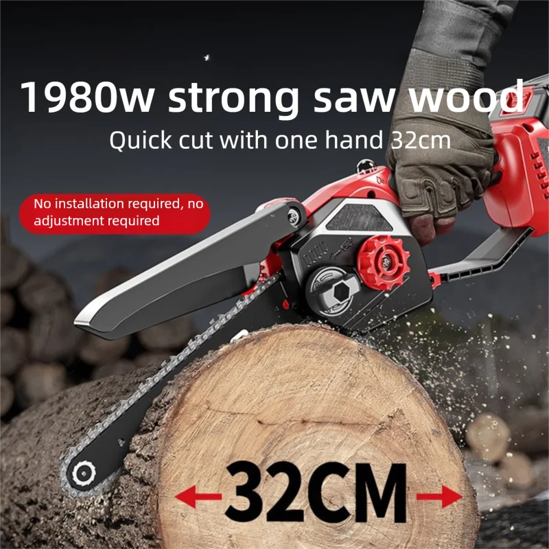 ZTEM 6inch Cordless Chain Saw Portable Brushless Electric Chainsaw Outdoor Wood Logging Pruning Cutting Machine Power Tool Sets