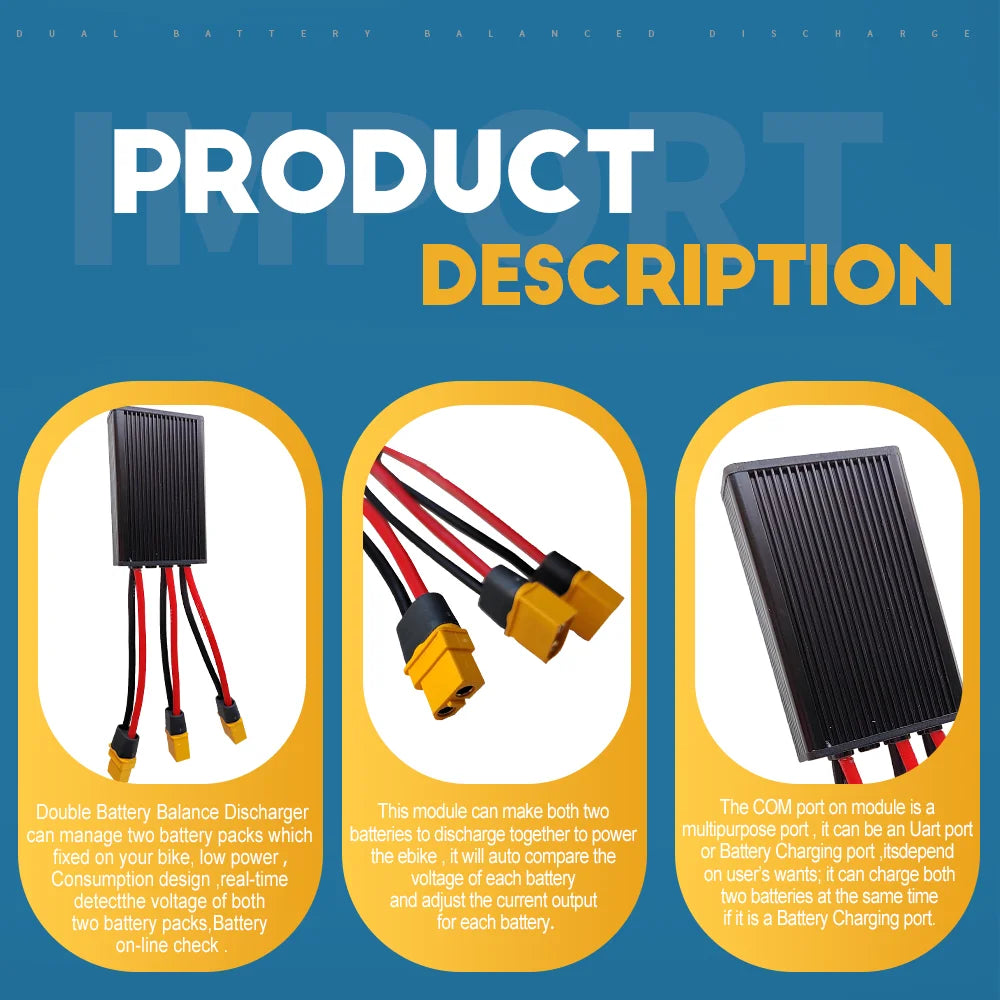 80Ah ebike material double 78*63*25.5mm Equalization Module Dual Battery Balancer Converter