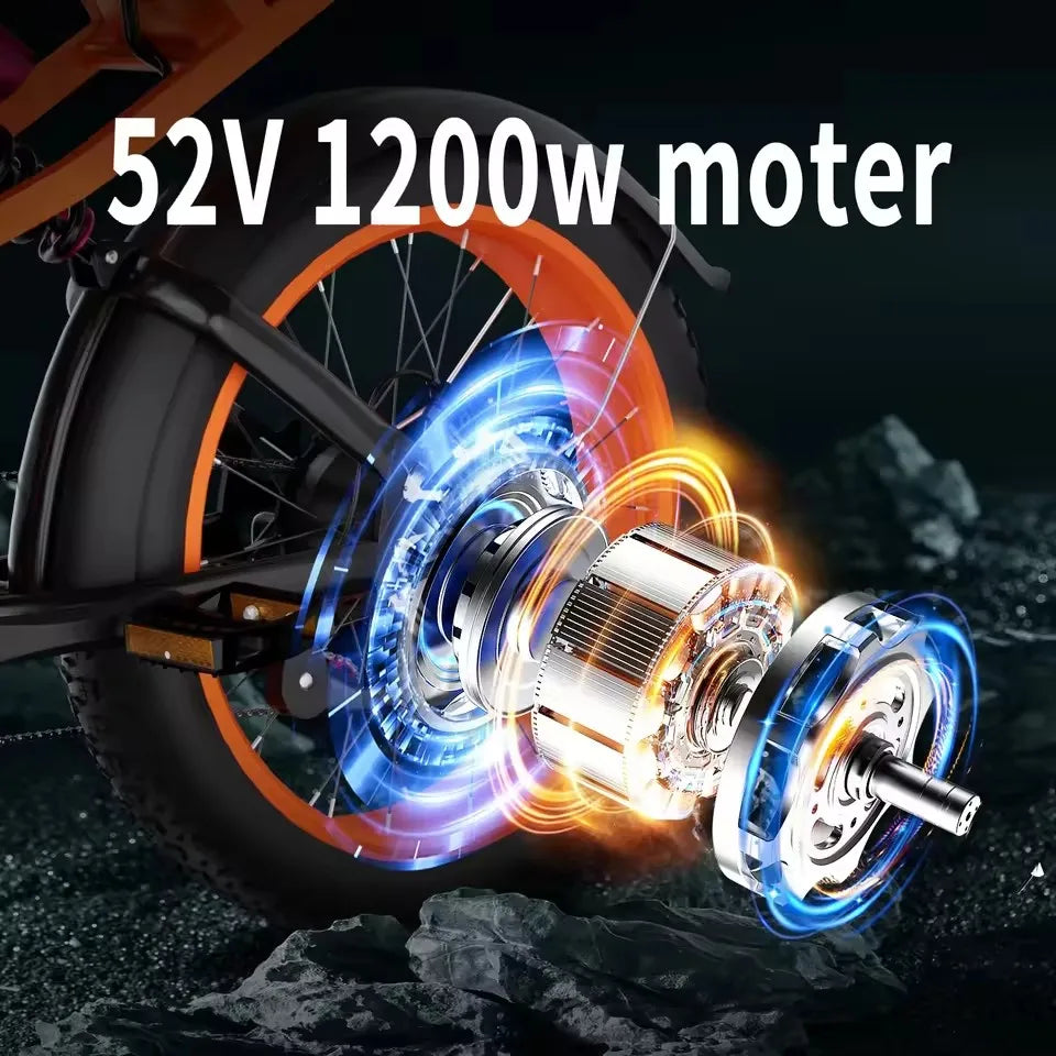 Best SalesV9-G60 Adults Electric Bike 1200W Motor Bicycle 52V 20AH 20“ Tire Ebike Electric E Bikes Mountain Moped Ebikes For Me