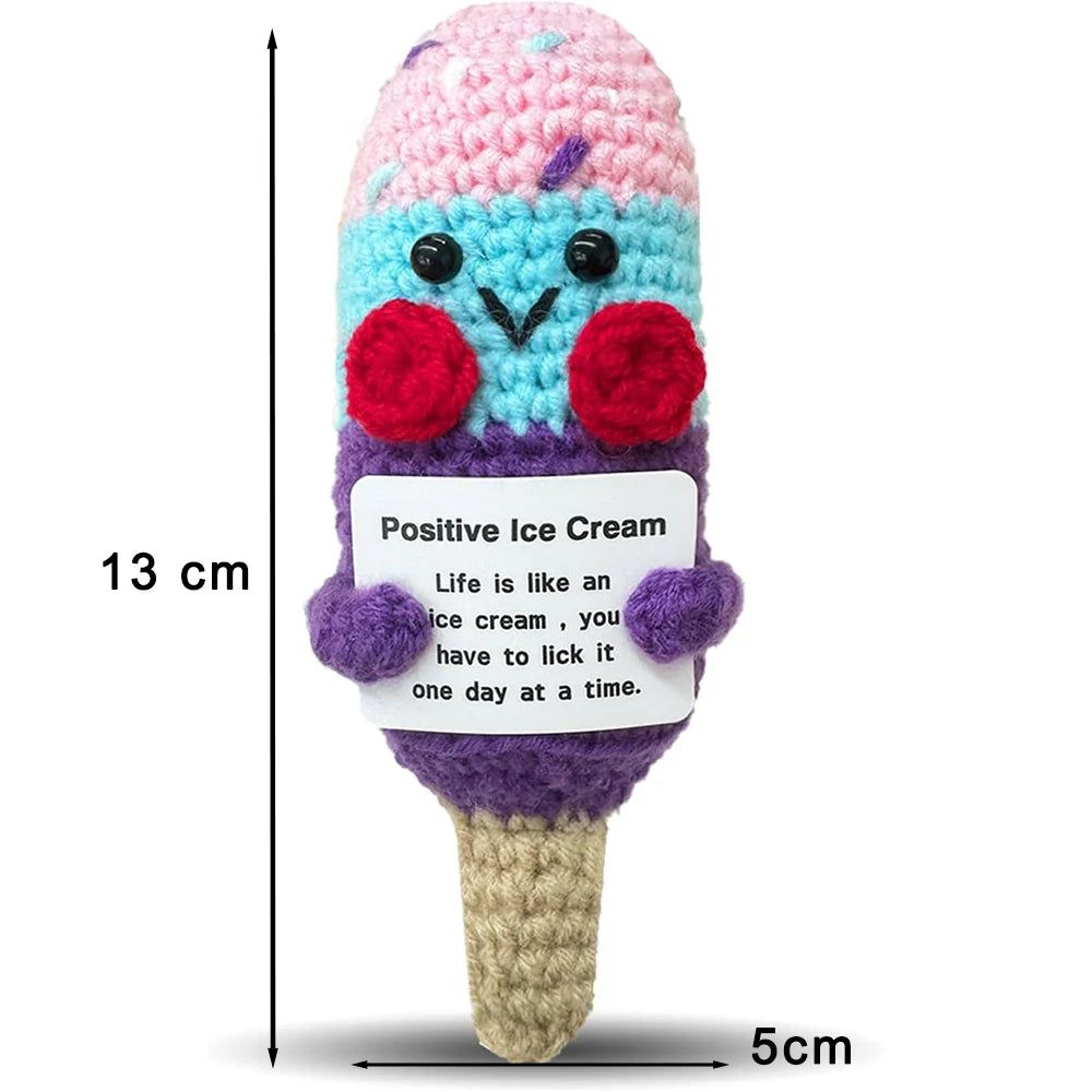 Positive Energy Crochet Doll Pocket Hug Handmade Knitted Plush Potato Plant Avocado Bee Turtle Duck Funny Emotional Support Gift