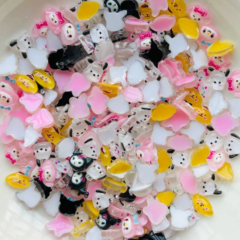100Pcs Mixed Nail Art Resin  Cartoon Animal Series Flat Back DIY Jewelry Manicure Accessories Crafts A39