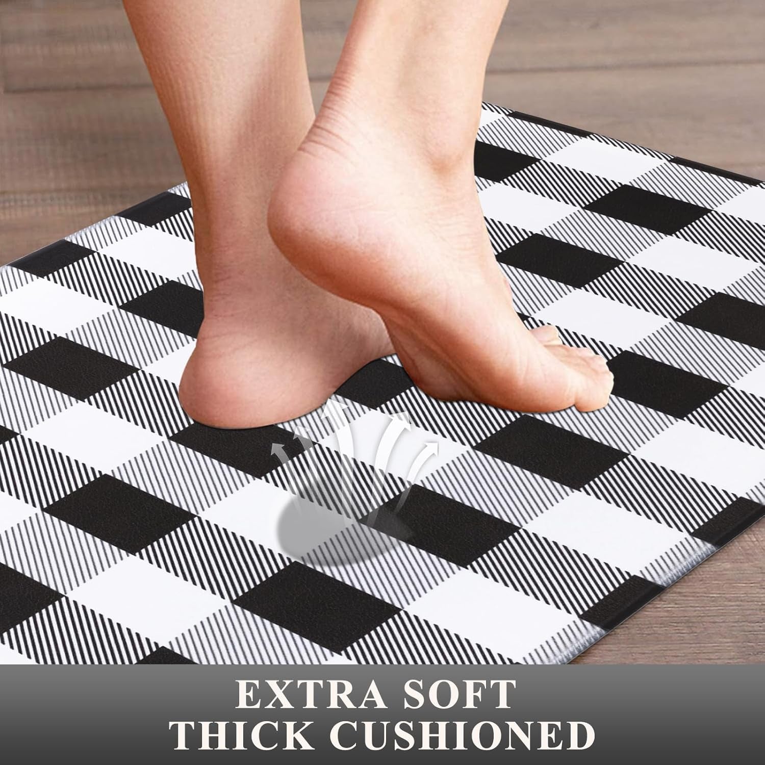 Anti-Fatigue Kitchen Mat Set of 2 - Non-Skid, Washable Cushioned Floor Mats with Waterproof Memory Foam for Farmhouse Kitchens and Standing Desks