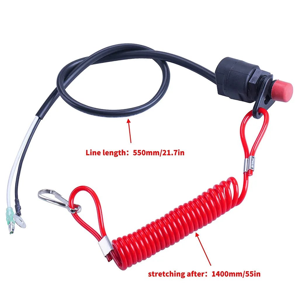 Boat Outboard Switch Engine Motor Lanyard Kill Urgent Stop Button Safety Connector Cord Compatible for Yamaha Suzuki Honda - Fluxy