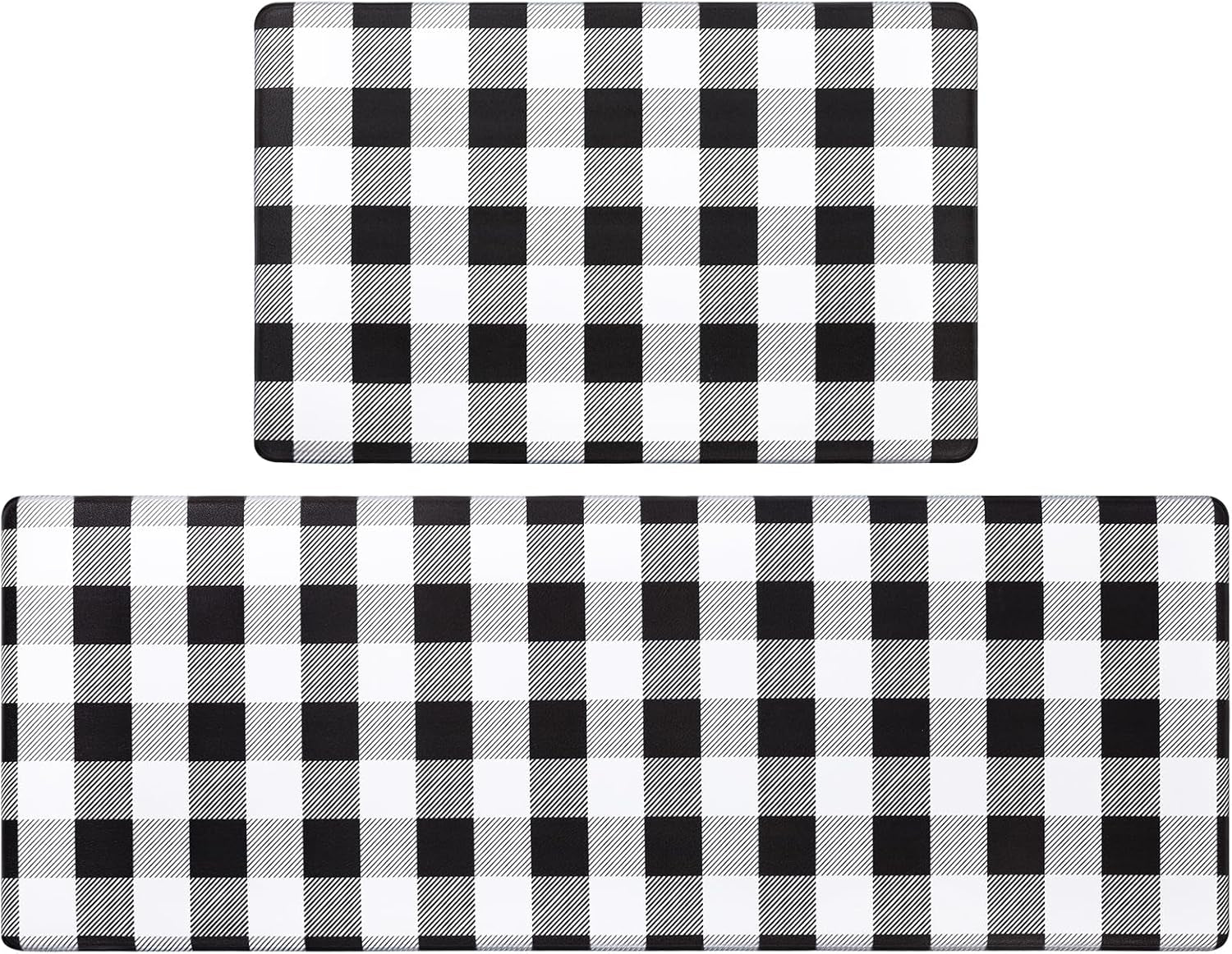 Anti-Fatigue Kitchen Mat Set of 2 - Non-Skid, Washable Cushioned Floor Mats with Waterproof Memory Foam for Farmhouse Kitchens and Standing Desks