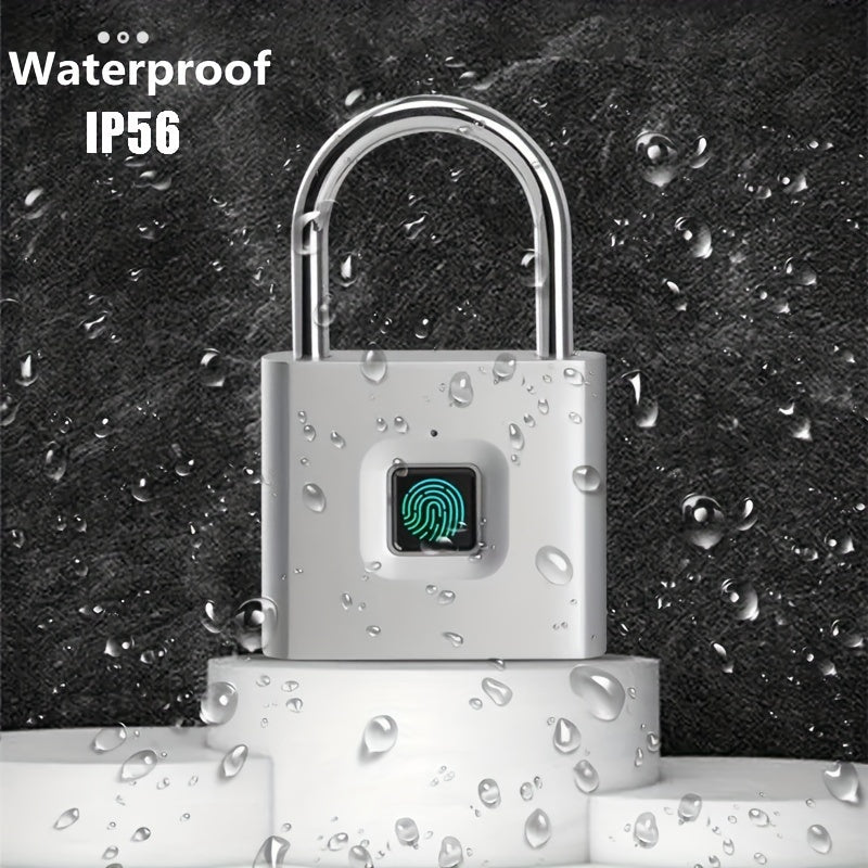Compact Smart Fingerprint Padlock - Waterproof, Keyless Security, USB Rechargeable, Lightweight Aluminum - Ideal for Luggage, Suitcases & Backpacks - Fluxy