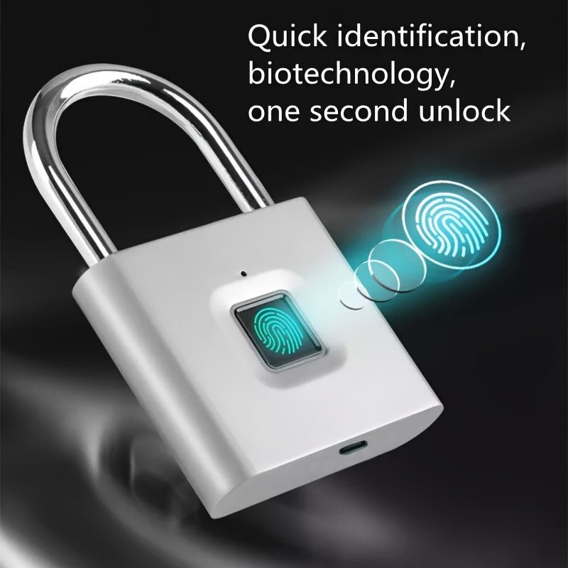 Compact Smart Fingerprint Padlock - Waterproof, Keyless Security, USB Rechargeable, Lightweight Aluminum - Ideal for Luggage, Suitcases & Backpacks - Fluxy