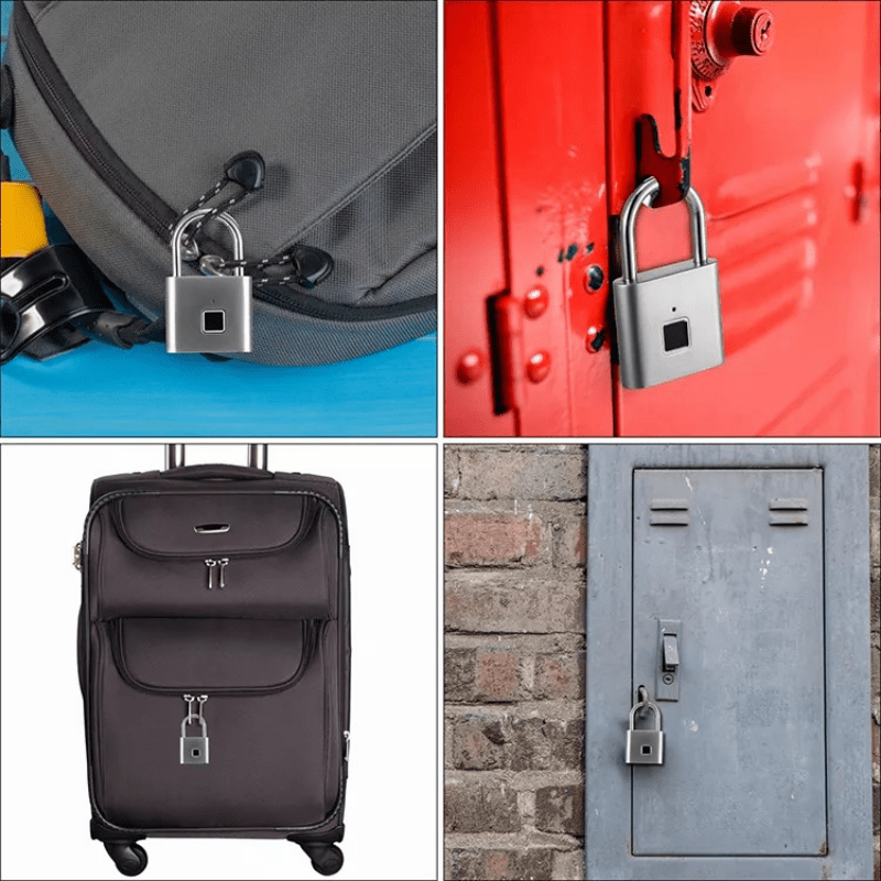 Compact Smart Fingerprint Padlock - Waterproof, Keyless Security, USB Rechargeable, Lightweight Aluminum - Ideal for Luggage, Suitcases & Backpacks - Fluxy