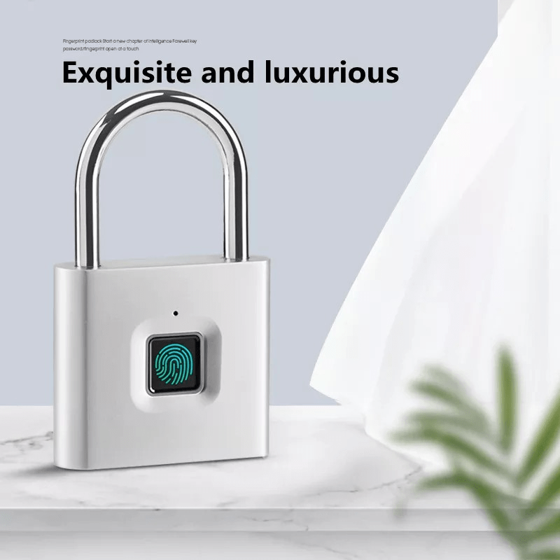 Compact Smart Fingerprint Padlock - Waterproof, Keyless Security, USB Rechargeable, Lightweight Aluminum - Ideal for Luggage, Suitcases & Backpacks - Fluxy