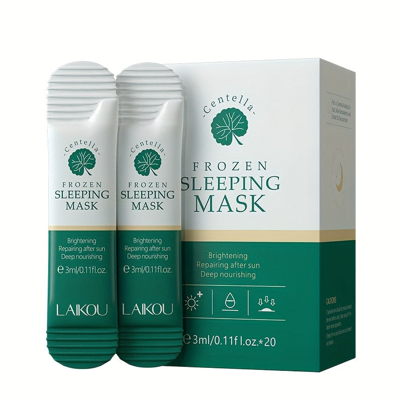20pcs Centella Asiatica Moisturizing & Firming Sleeping Mask - Hydrating, Fragrance-Free, Hypoallergenic, Plant-Based Formula for All Light Beige Types, Unisex Adult Skincare, Skincare Routine, Sleek Packaging, Natural Ingred