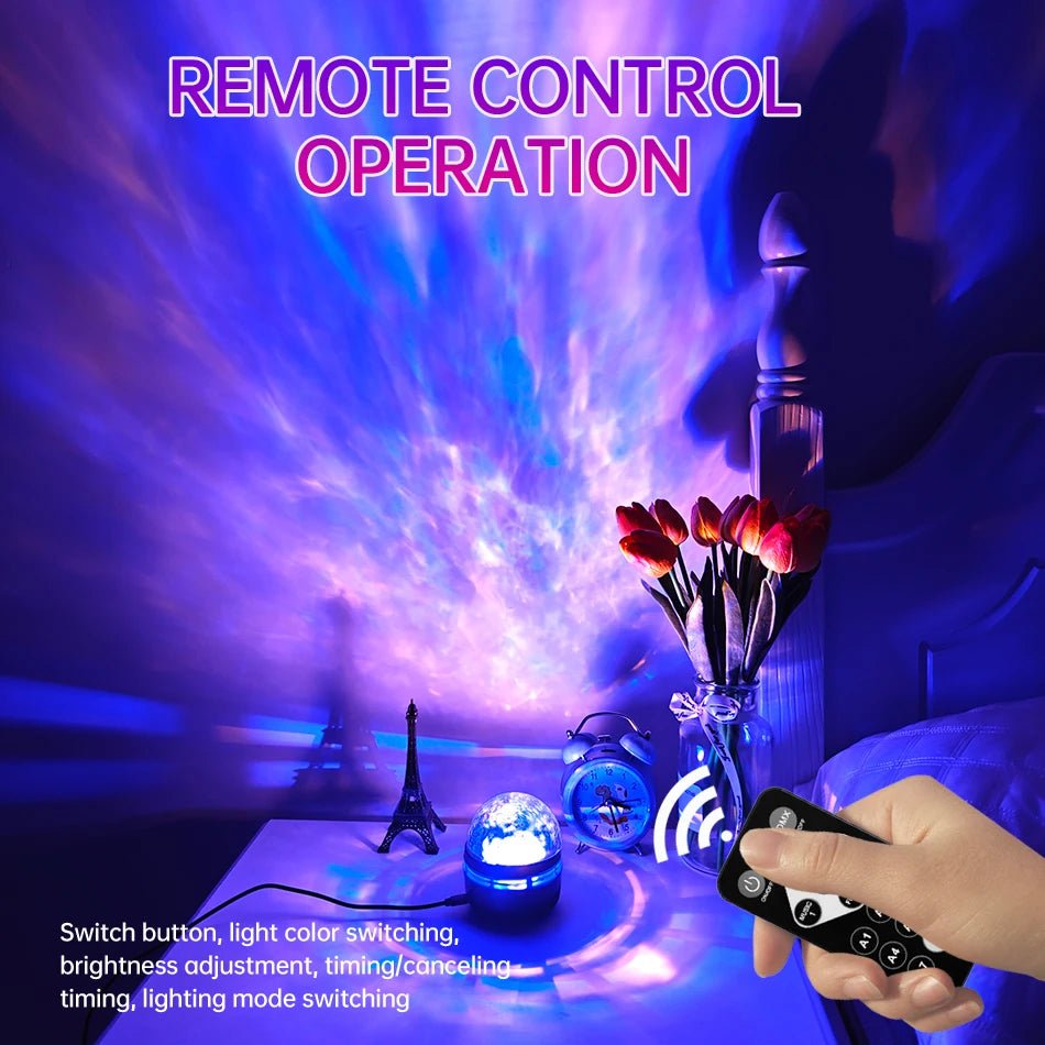 LED NightLights Galaxy Projector Remote Control 5V USB Rechargeable Starry Sky Lamp DMX Sound Active 7 Modes for Kids Room Decor - Fluxy