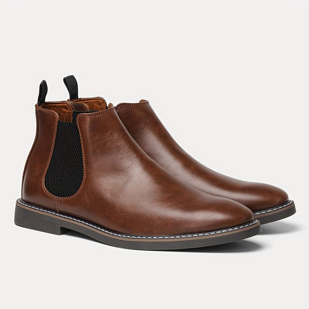 Men'S Chelsea Boots - Classic Ankle Boots with Elastic Closure, Glossy Black Faux, Cushioned Insole & Non - Slip PVC Sole - Formal & Casual Shoes for Everyday, Office, Events - Extended Sizes up to EU 46 (US Men'S 12) - Model  - Fluxy