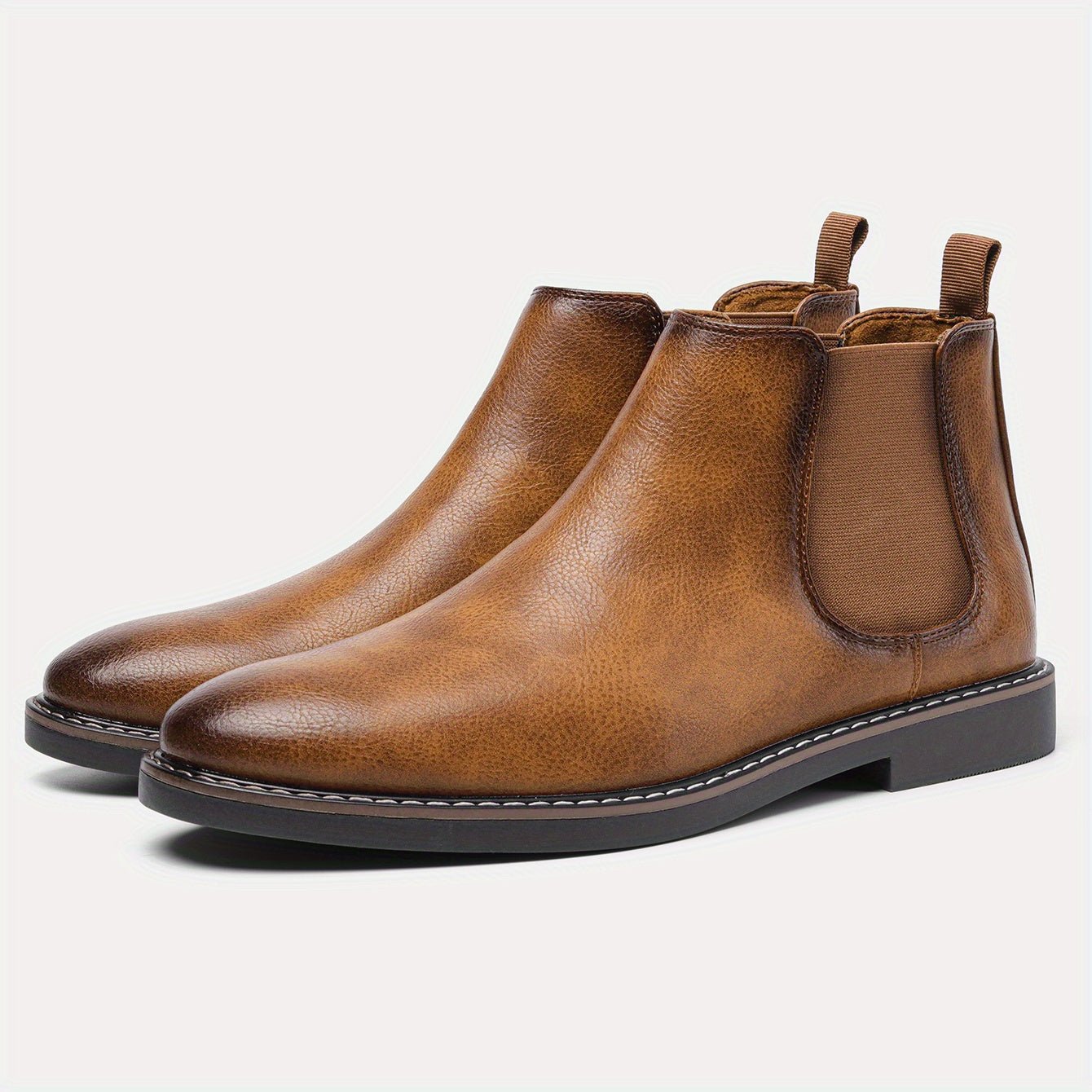 Men'S Chelsea Boots - Classic Ankle Boots with Elastic Closure, Glossy Black Faux, Cushioned Insole & Non - Slip PVC Sole - Formal & Casual Shoes for Everyday, Office, Events - Extended Sizes up to EU 46 (US Men'S 12) - Model  - Fluxy