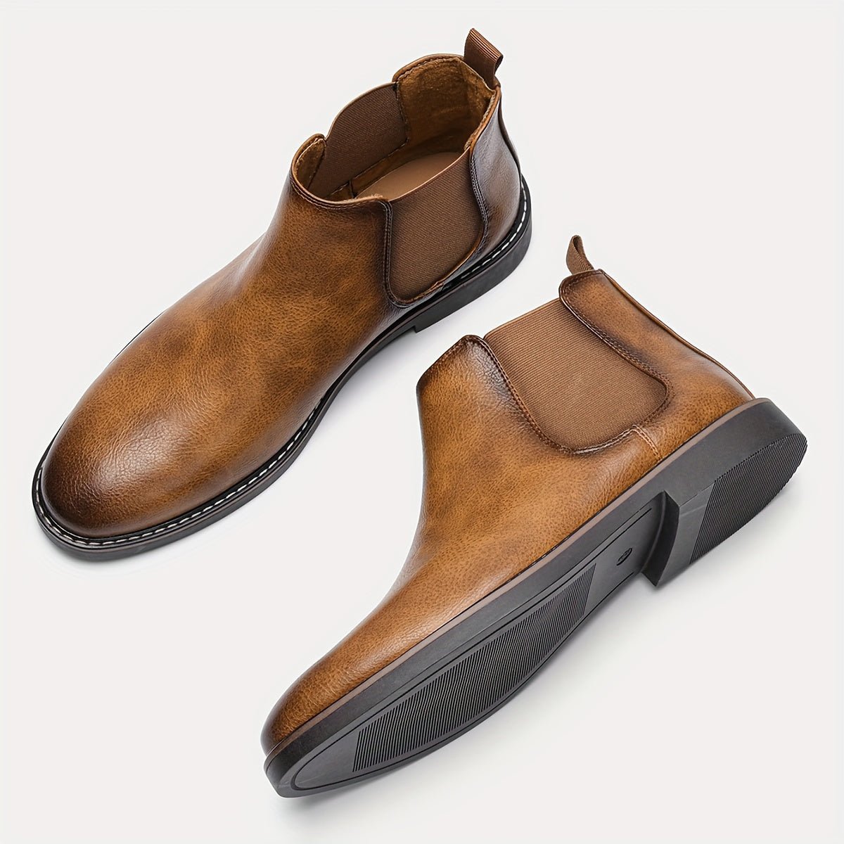 Men'S Chelsea Boots - Classic Ankle Boots with Elastic Closure, Glossy Black Faux, Cushioned Insole & Non - Slip PVC Sole - Formal & Casual Shoes for Everyday, Office, Events - Extended Sizes up to EU 46 (US Men'S 12) - Model  - Fluxy