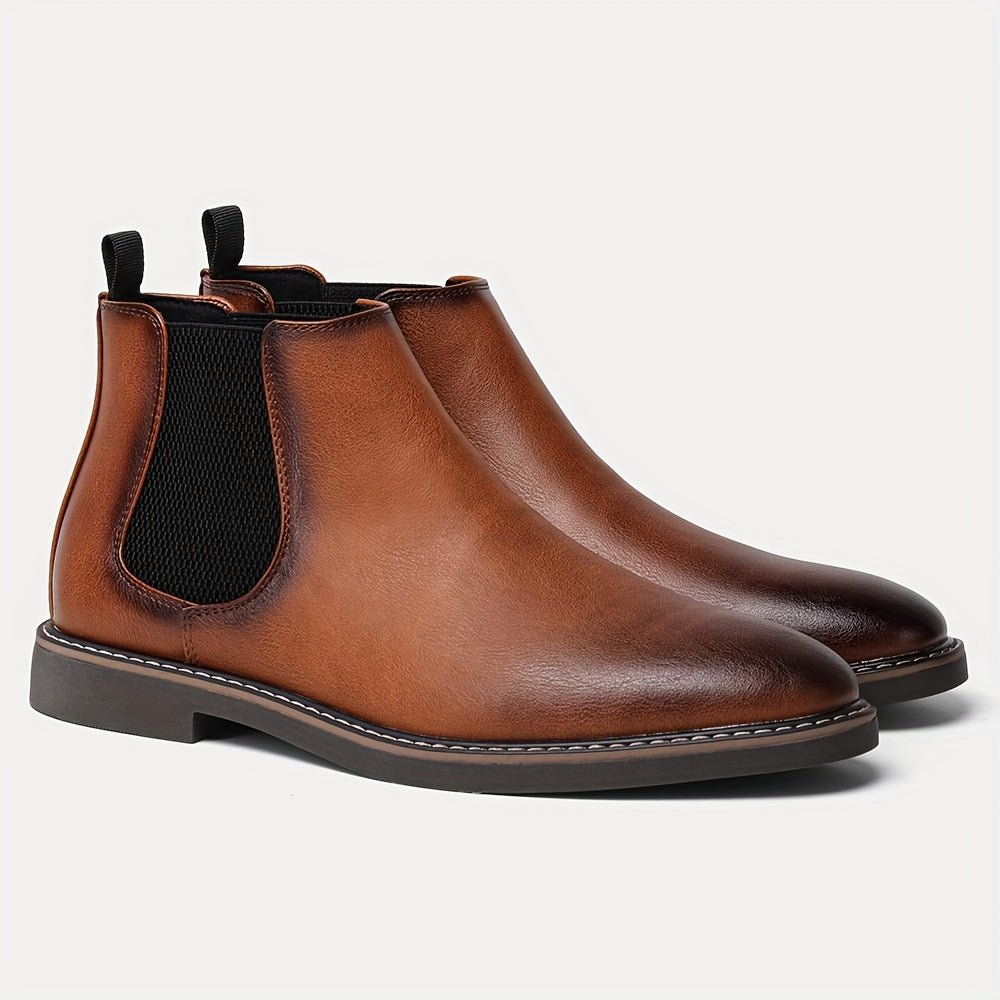 Men'S Chelsea Boots - Classic Ankle Boots with Elastic Closure, Glossy Black Faux, Cushioned Insole & Non - Slip PVC Sole - Formal & Casual Shoes for Everyday, Office, Events - Extended Sizes up to EU 46 (US Men'S 12) - Model  - Fluxy