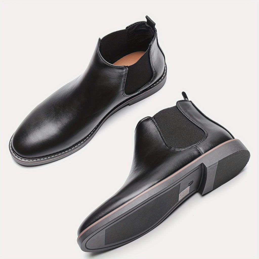 Men'S Chelsea Boots - Classic Ankle Boots with Elastic Closure, Glossy Black Faux, Cushioned Insole & Non - Slip PVC Sole - Formal & Casual Shoes for Everyday, Office, Events - Extended Sizes up to EU 46 (US Men'S 12) - Model  - Fluxy