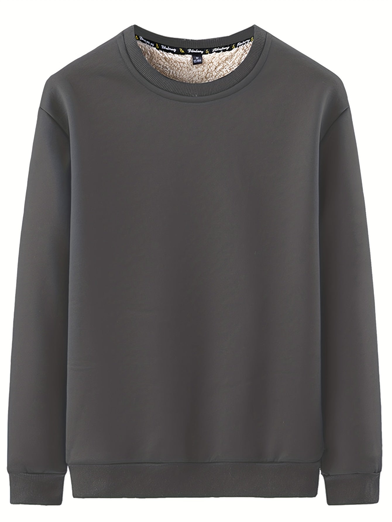 New Men's Casual Fashionable Solid Color Crew Neck Sweatshirts For Autumn And Winter - Fluxy