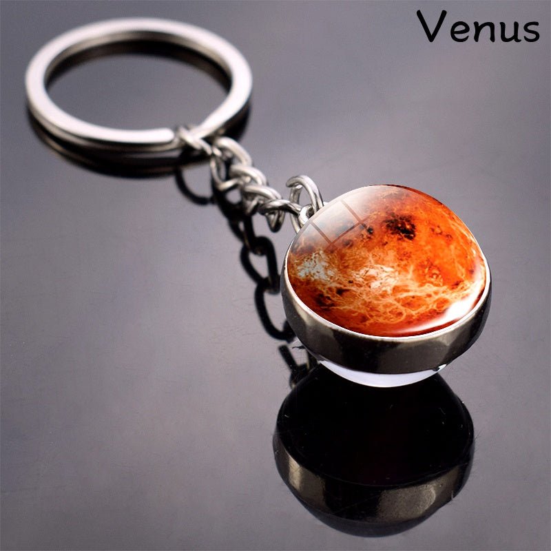 Solar System Planets Keychain - Metal Moon Phase Charm with 8 Planet Designs, Celestial - Themed Gift for Anniversaries, Keys, Wallets & Bags, Celestial Keychain | Metallic Finish | Metal Construction - Fluxy