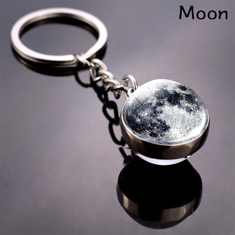 Solar System Planets Keychain - Metal Moon Phase Charm with 8 Planet Designs, Celestial - Themed Gift for Anniversaries, Keys, Wallets & Bags, Celestial Keychain | Metallic Finish | Metal Construction - Fluxy