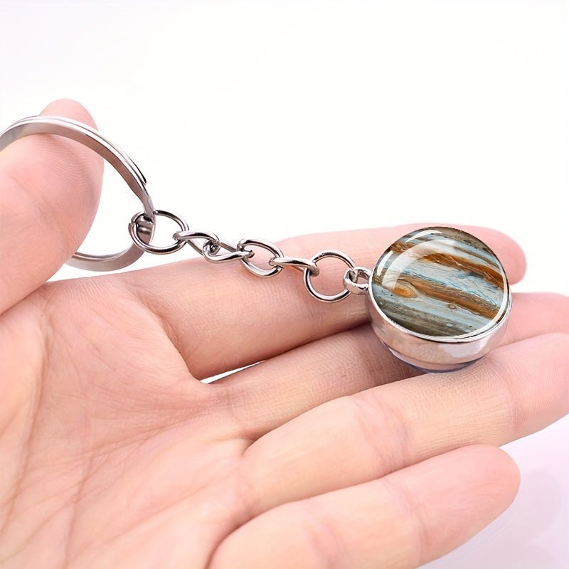 Solar System Planets Keychain - Metal Moon Phase Charm with 8 Planet Designs, Celestial - Themed Gift for Anniversaries, Keys, Wallets & Bags, Celestial Keychain | Metallic Finish | Metal Construction - Fluxy